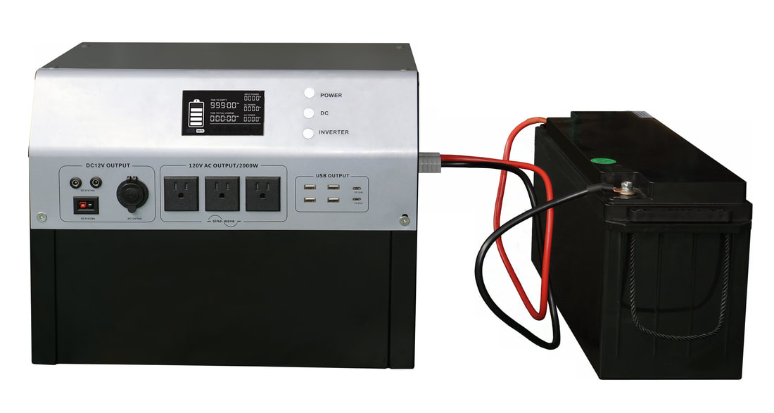2000 Watt Power Station with 30 amp draw output with additional battery daisy chained to it