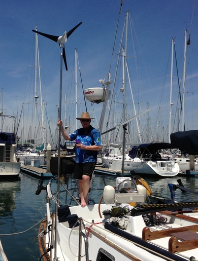 140 watt marine rigid solar panel mounted using top of pole system on sailboat