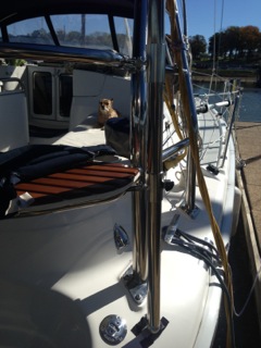 example of solar panel pole placement on Hunter sailboat