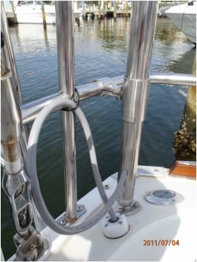 wiring going inside solar panel pole on sailboat