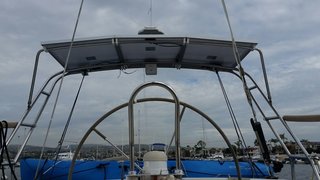 3 120 watt rigid marine solar panels mounted on boat