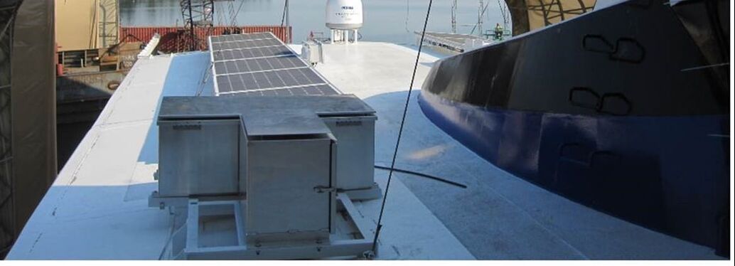 rigid marine solar panels mounted on commercial ferry boat