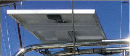 rigid Marine solar panels mounted overhead on boat