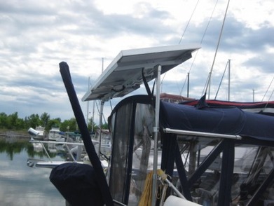 two 75 watt marine solar panels on C&C 35 foot sailboat