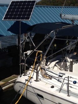 160 watt rigid marine solar panel mounted top of pole system