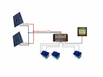 marine solar system wiring diagram with two solar panels and three lifepo4 marine batteries