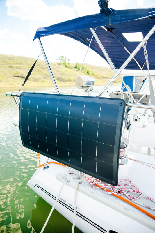 Walk on solar panel mounted on sailboat